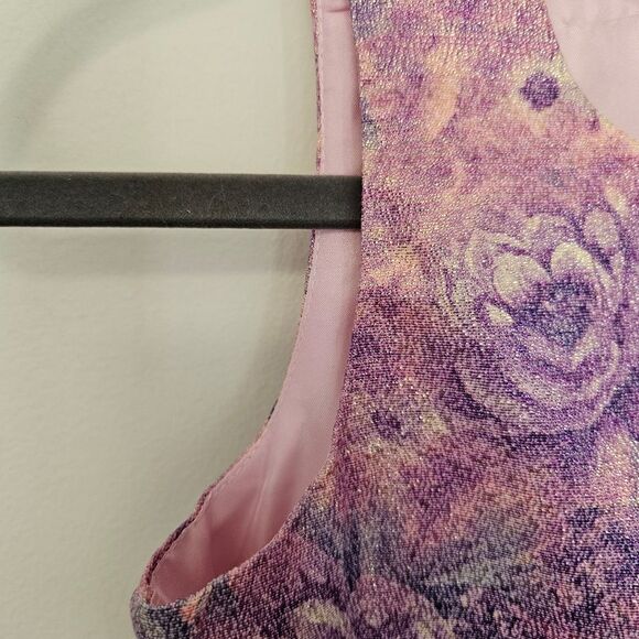 Ruume Girl's 12 Easter Spring Pink Purple Peplum Dress Gold Reflect - Picture 8 of 9